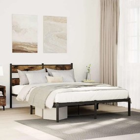 Estrutura de cama sem colchão 135x190 cm metal carvalho fumado