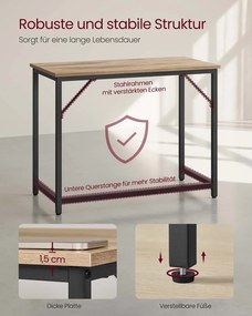 Secretaria 100 x 50 x 76 cm castanho-camelo e preta