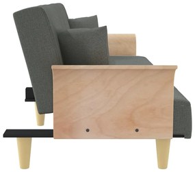 Sofá-cama com apoio de braços tecido cinzento-escuro