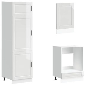 7 peças armário de cozinha conjunto Kalmar branco brilhante
