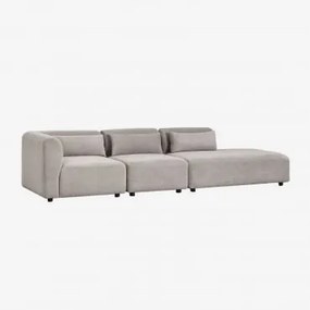 Sofá Modular De Canto Em 3 Peças Com Chaise Longue Direita Fogler Bombazina Cinzento Toupeira Claro - Sklum