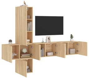 vidaXL 5 pcs móveis de parede p/ TV derivados madeira carvalho sonoma