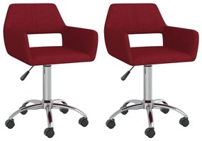 vidaXL Cadeiras de jantar giratórias 2 pcs tecido vermelho tinto