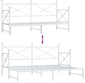 Cama de dia com gavetão sem colchão 90x190 cm aço branco