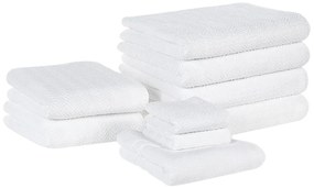 Conjunto de 9 toalhas em algodão branco MITIARO Beliani
