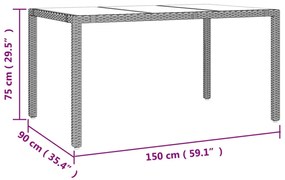 7 pcs conjunto de jantar p/ jardim c/ almofadões vime PE preto