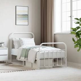 Estrutura de cama com cabeceira e pés 80x200 cm metal branco