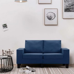 vidaXL Sofá de 2 lugares em tecido azul