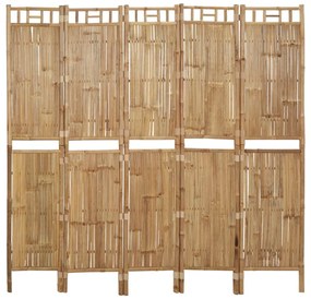 Biombo/divisória com 5 painéis 200x180 cm bambu