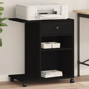 vidaXL Suporte para impressora com rodas 60x40x68,5 cm preto