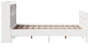 Cama sem colchão 135x190 cm madeira de pinho maciça branco