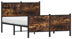 Estrutura de cama sem colchão 120x190 cm metal carvalho fumado