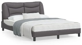 vidaXL Estrutura de cama c/ luzes LED 120x200cm couro artificial cinza