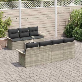 Conjunto de Sofás de Jardim de 8 Peças com Almofadas Cinza Claro Vime