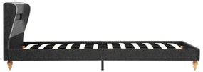 Cama com LED e colchão 90x200 cm serapilheira cinzento-escuro