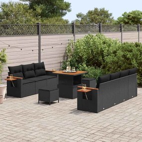 Conjunto de Sofá de Jardim vidaXL de 10 Peças com Almofadas de Vime Pr