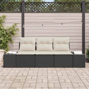 Conjunto de Sofá de Jardim de 3 Peças com Almofadas em Rattan Sintétic