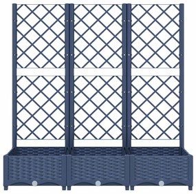 Vaso/floreira jardim c/ treliça 120x40x121,5 cm PP cinzento azul