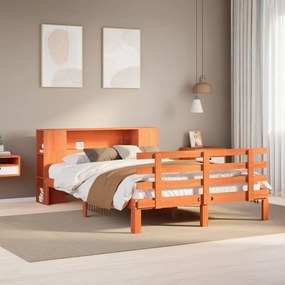 vidaXL Cama c/ estante sem colchão 120x190cm pinho maciço castanho-mel