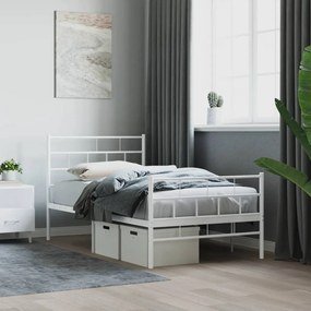 Estrutura de cama com cabeceira e pés 75x190 cm metal branco