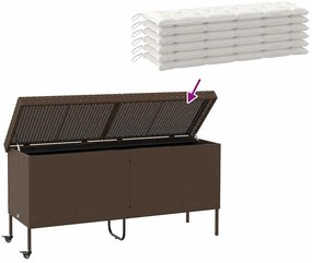 Caixa de arrumação com rodas 160x55x75 cm vime PE castanho
