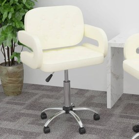 vidaXL Cadeira de jantar giratória couro artificial cor creme