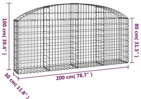 Cesto gabião arqueado 200x30x80/100 cm ferro galvanizado