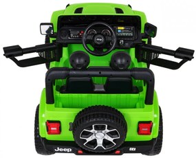 Carro elétrico para Crianças 12V 4x4 Jeep Wrangler Rubicon Rodas de EVA, Assento de couro Verde