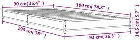 Estrutura de cama 90x190 cm derivados de madeira e metal preto