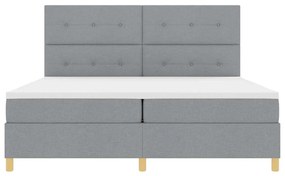 Cama Box Spring com Colchão Cinza Claro 200x200 cm Tecido