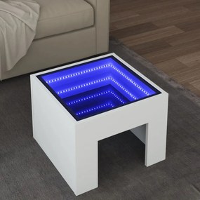 vidaXL Mesa de centro com luzes LED Infinity 40x40x30 cm branco