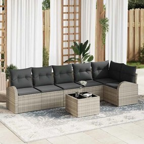 vidaXL Conjunto de Sofá de Jardim 7 pcs Cinzento-claro vime PE