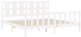 Cama sem colchão 200x200 cm madeira de pinho maciça branco