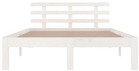 Estrutura de cama casal 135x190 cm madeira maciça branco
