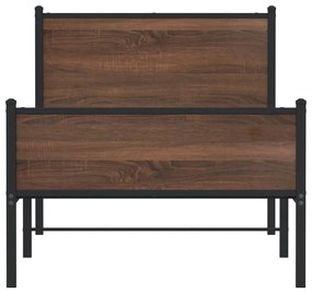 Estrutura de cama sem colchão 75x190 cm metal carvalho castanho