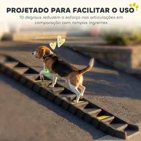 Rampa para Cães Dobrável 154 cm Rampa para Cães para Carro e Cama com 10 Degraus Antideslizantes Suporta até 68kg Preto