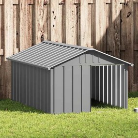 171543 vidaXL Casota para cães 116,5x153x81,5 cm aço galvanizado cinzento