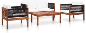 Conjunto lounge de jardim 4 pcs madeira de acácia maciça