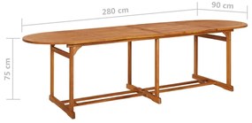Mesa de jantar p/ jardim 280x90x75 cm madeira de acácia maciça