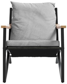 3 pcs conjunto mobiliário de varanda com almofadões aço preto