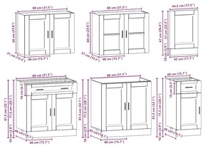 7 peças armário de cozinha conjunto Kalmar preto