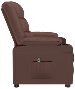 Poltrona reclinável elétrica couro artificial castanho