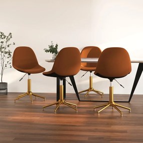 vidaXL Cadeiras de jantar giratórias 4 pcs veludo castanho