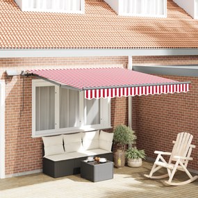 vidaXL Toldo Retrátil Manual com LED Vermelho e Branco 300x250 cm