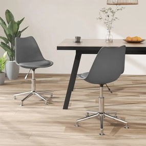 vidaXL Cadeiras de jantar giratórias 2 pcs couro artificial cinzento