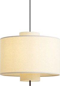 Pendente Japandi Preto com Abajur de Linho Branco 50cm - Rieu