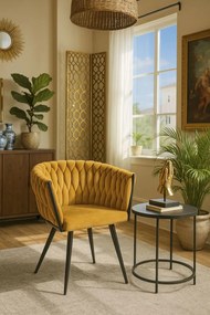 Cadeira Widny Black Veludo - Mostarda