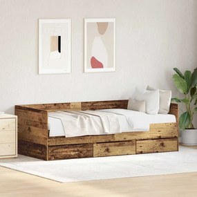 vidaXL Cama Twin Rústica da Madeira Velha Madeira Engenheirada 90 x 200 cm