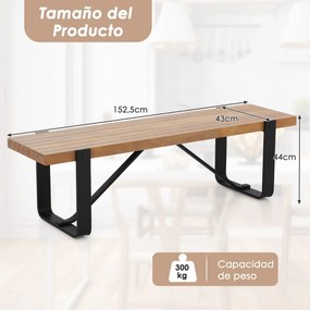 Banco de entrada 152,5 cm Estrutura metálica Rústica Sapateira de madeira Rústica  Carga 300 kg Natural