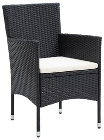 Conjunto de Jantar para Jardim 7 Peças Preto Vime PE